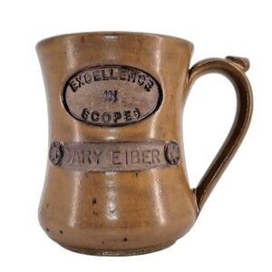 Hewlett Packard Col Signed Studio Art Pottery Coffee Mug Excellence in Scopes 5"